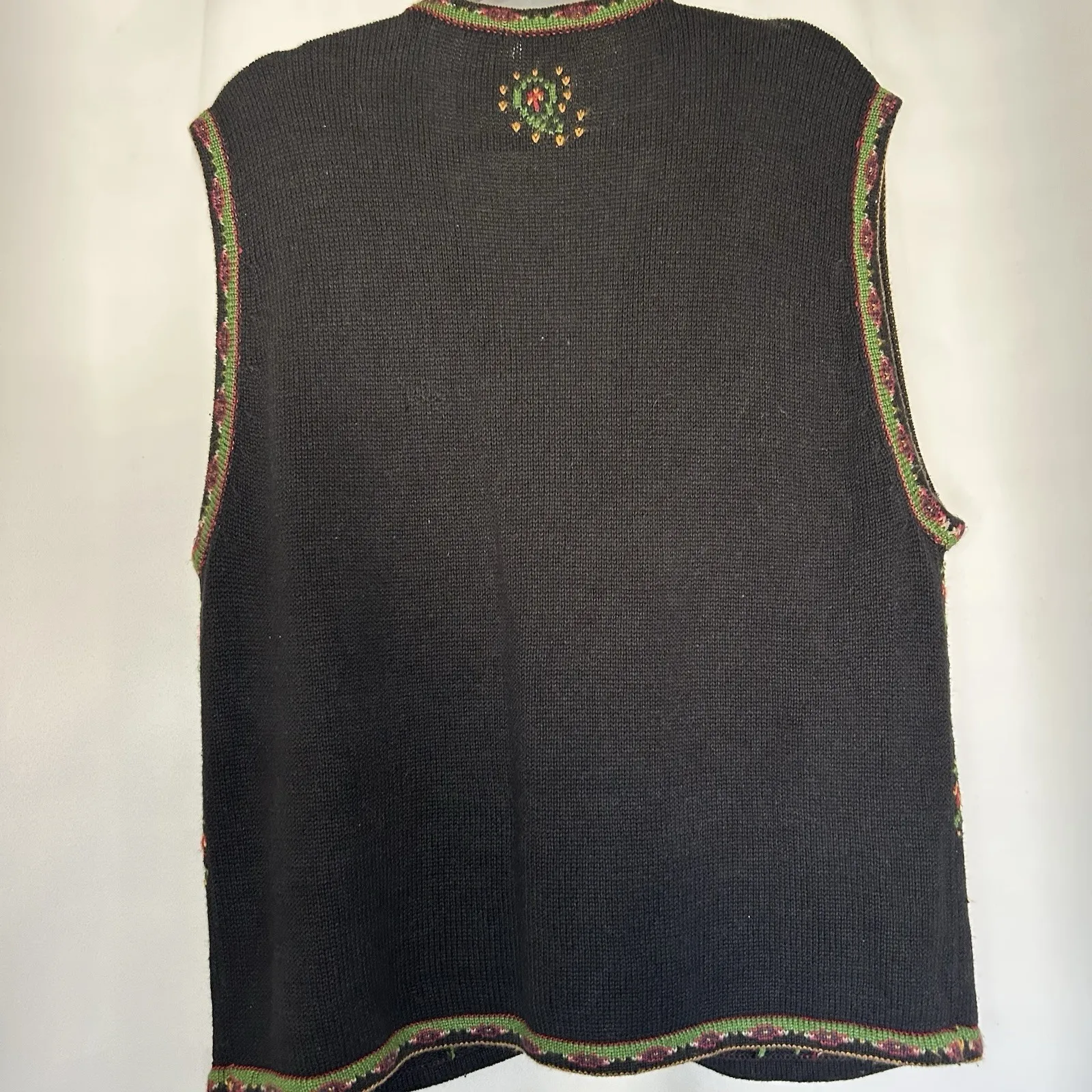 Bobbie Brooks VTG 90s Women's Size 18/20 Paisley Sweater Vest Black‎ Red Green Black - Image 4