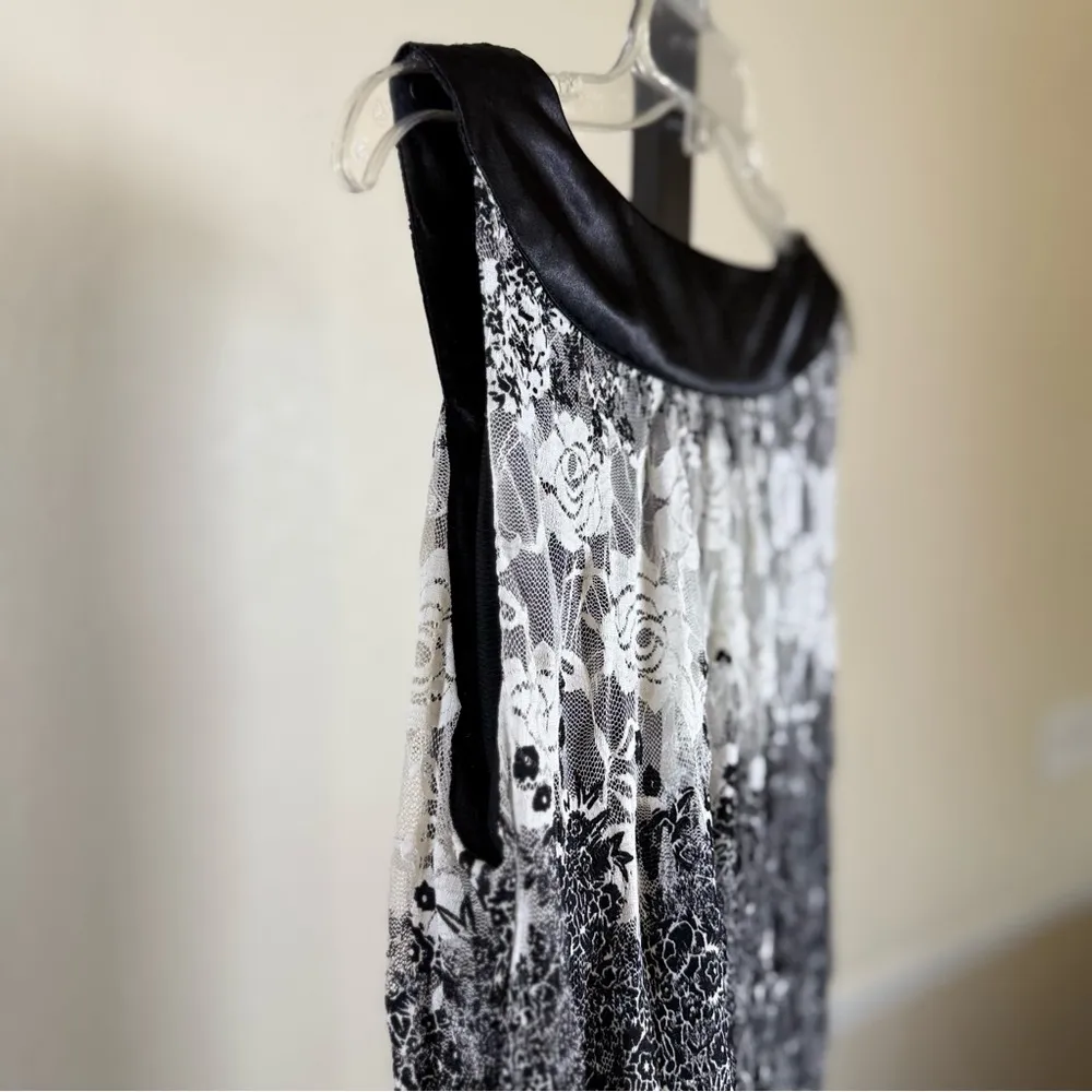 Y2K Sheer Lace Plus Size Black Tunic Top 1X Boho Feminine Floral Festival New - Image 11