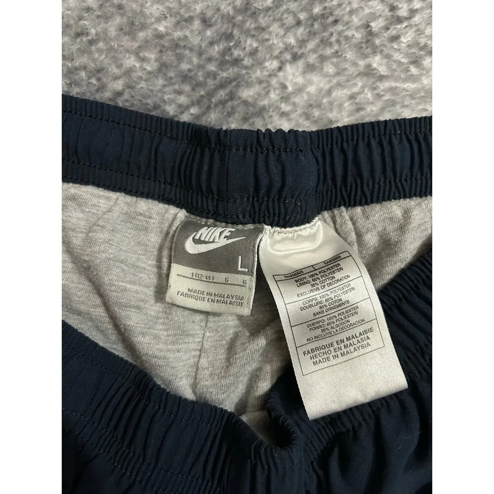 Nike Y2K Women Nylon Lined Track Straight Leg Sweatpants Navy Blue Large 12 - 14 - Image 4