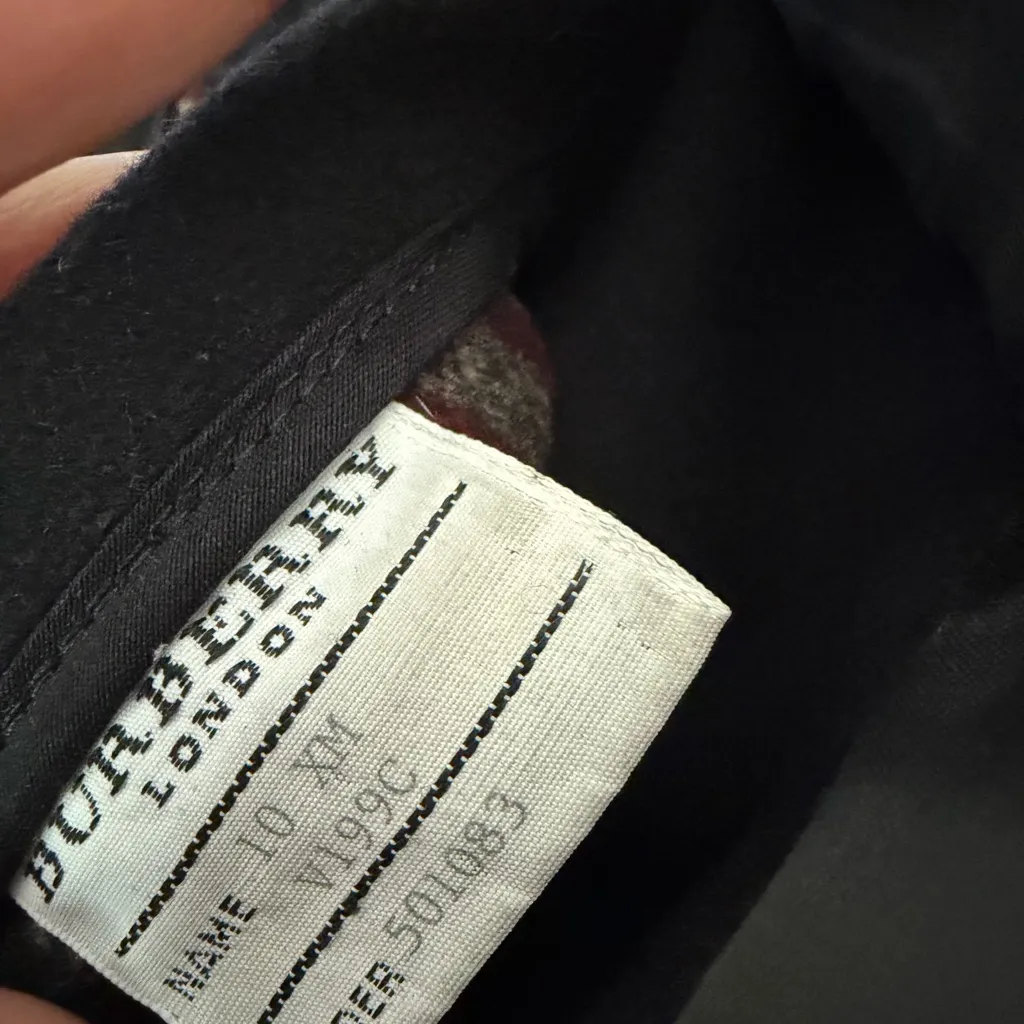 BURBERRY Wool Vintage Plaid Nova Black Hooded Toggle Car Coat Jacket Sz L - Image 6