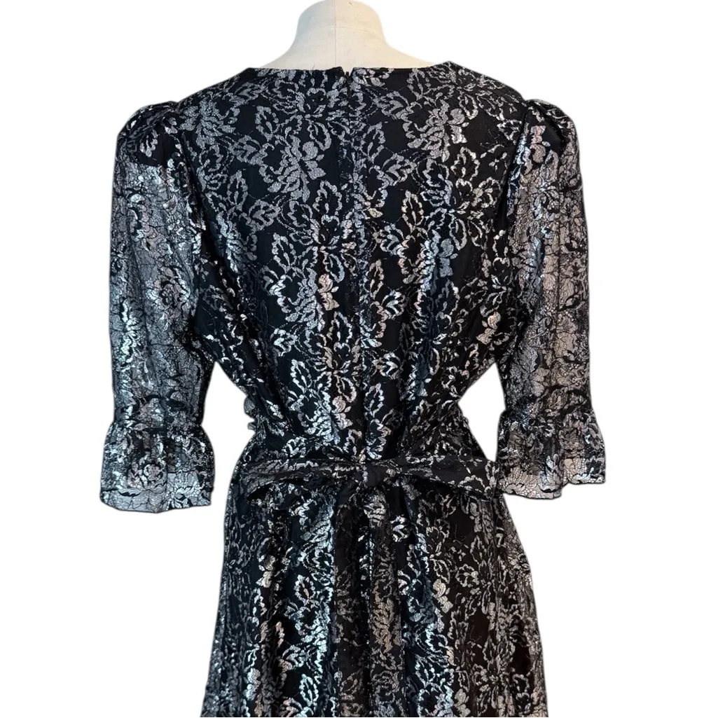 THE VAMPIRE'S WIFE x H&M Silver Lace Dress size XL Black - Image 8