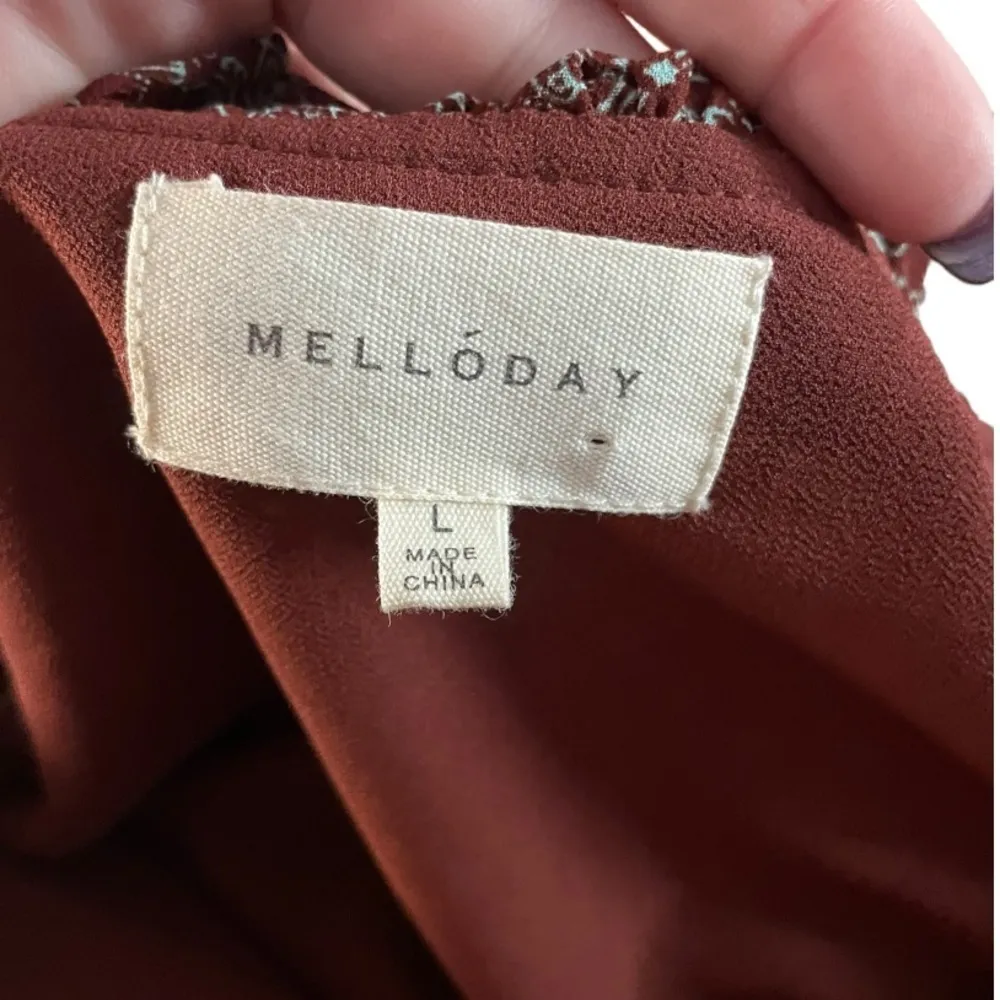 MelloDay Burgundy Peasant Long Sleeve Tunic Dress H - Image 4