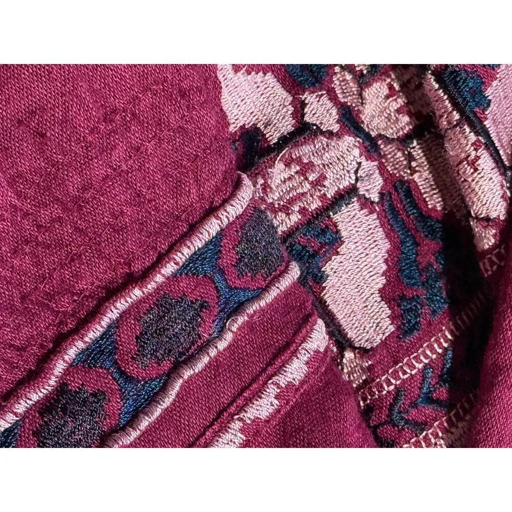 Free People All My Life Wine Embroidered Smocked Mini Dress Women’s XS Boho Chic - Image 13