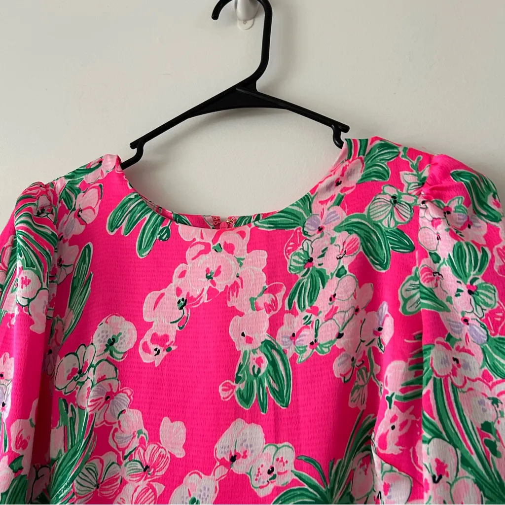 NWT Lilly Pulitzer Maude Satin Pink Romper Size 0/XS - Image 3