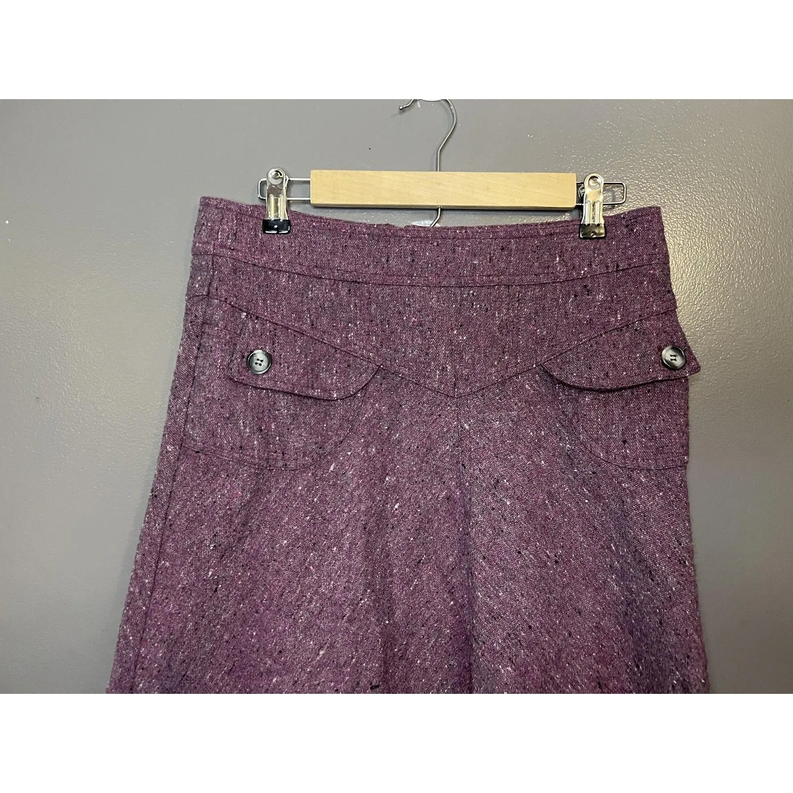Necessary Objects Skirt Womens Medium Purple Wool Blend A-Line Tweed Made in USA - Image 2