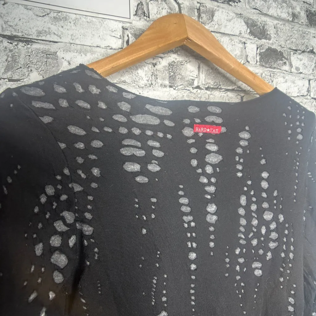 EUC Hard Tail Forever Womens Black and Grey Distress Long Sleeve Shirt Size L Size L - Image 8