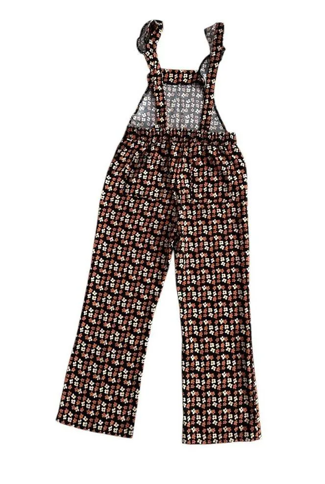 Pink Lily Large (Runs small) Floral Ruffled Flare Overalls - Image 11