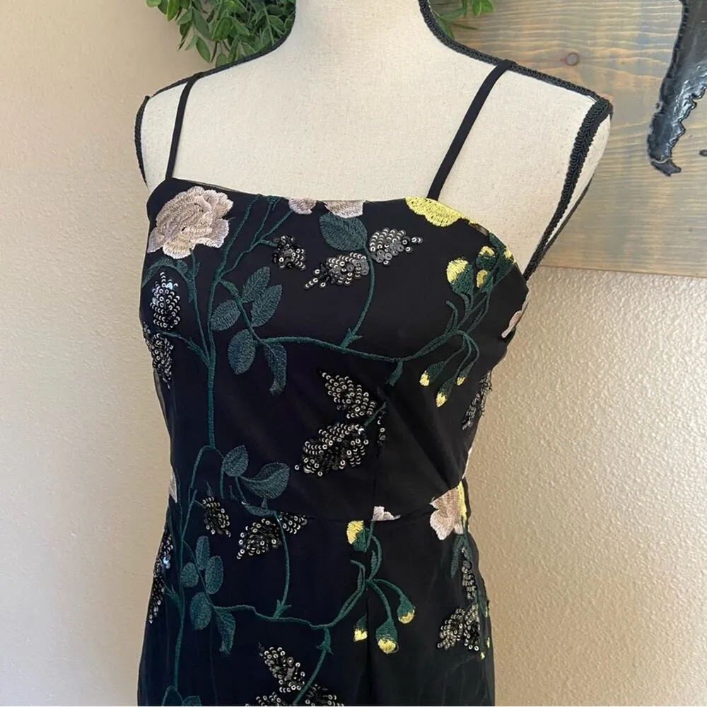 NWOT Lulus Rue Black Floral Embroidered Sequin Bodycon Mini Dress - Image 3