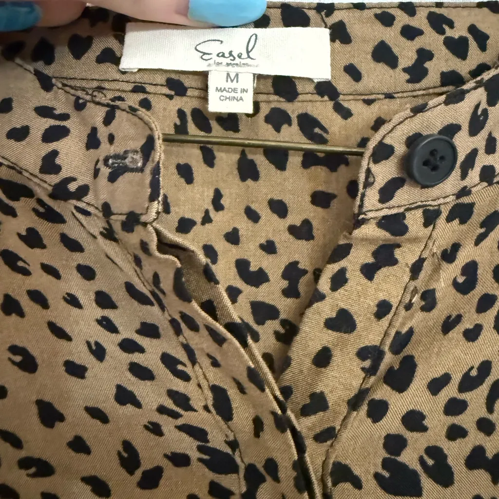 Easel Brown and Black Leopard Cheetah Patterned Button Up Long Sleeve Maxi Dress - Image 3