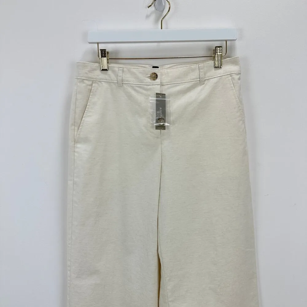 J.Crew Full Length Wide Leg Trouser Cotton Linen Blend Ivory Relaxed US 6 NWT - Image 13