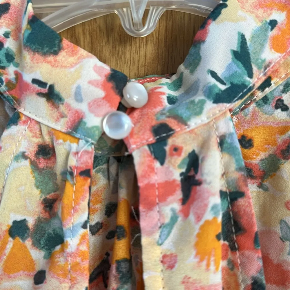 Willow & Root Floral Chiffon Halter Neck Top, Large Orange - Image 7