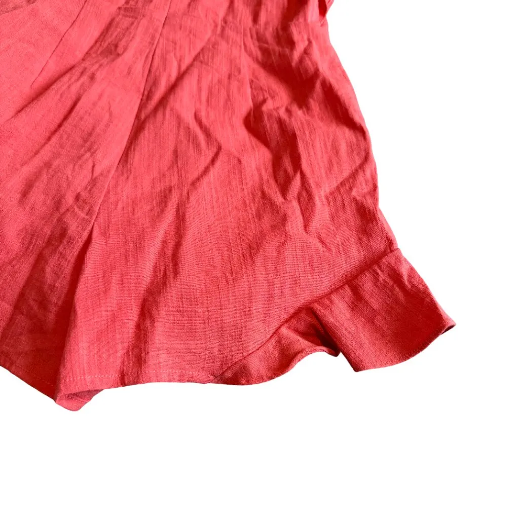Lovers + Friends Coral Linen Blend Romper Shorts Short Sleeves Size XS Women's - Image 5