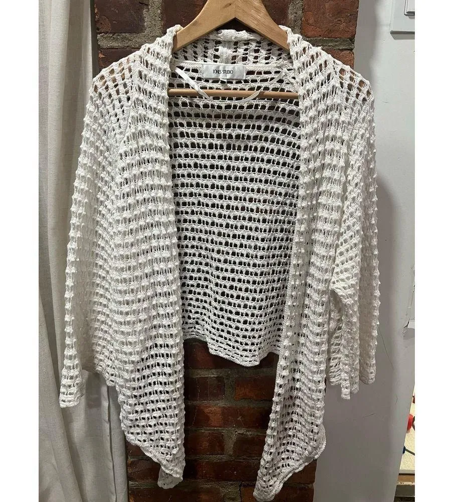 Jones StudioCrochete Tie Front Cardigan - Image 4