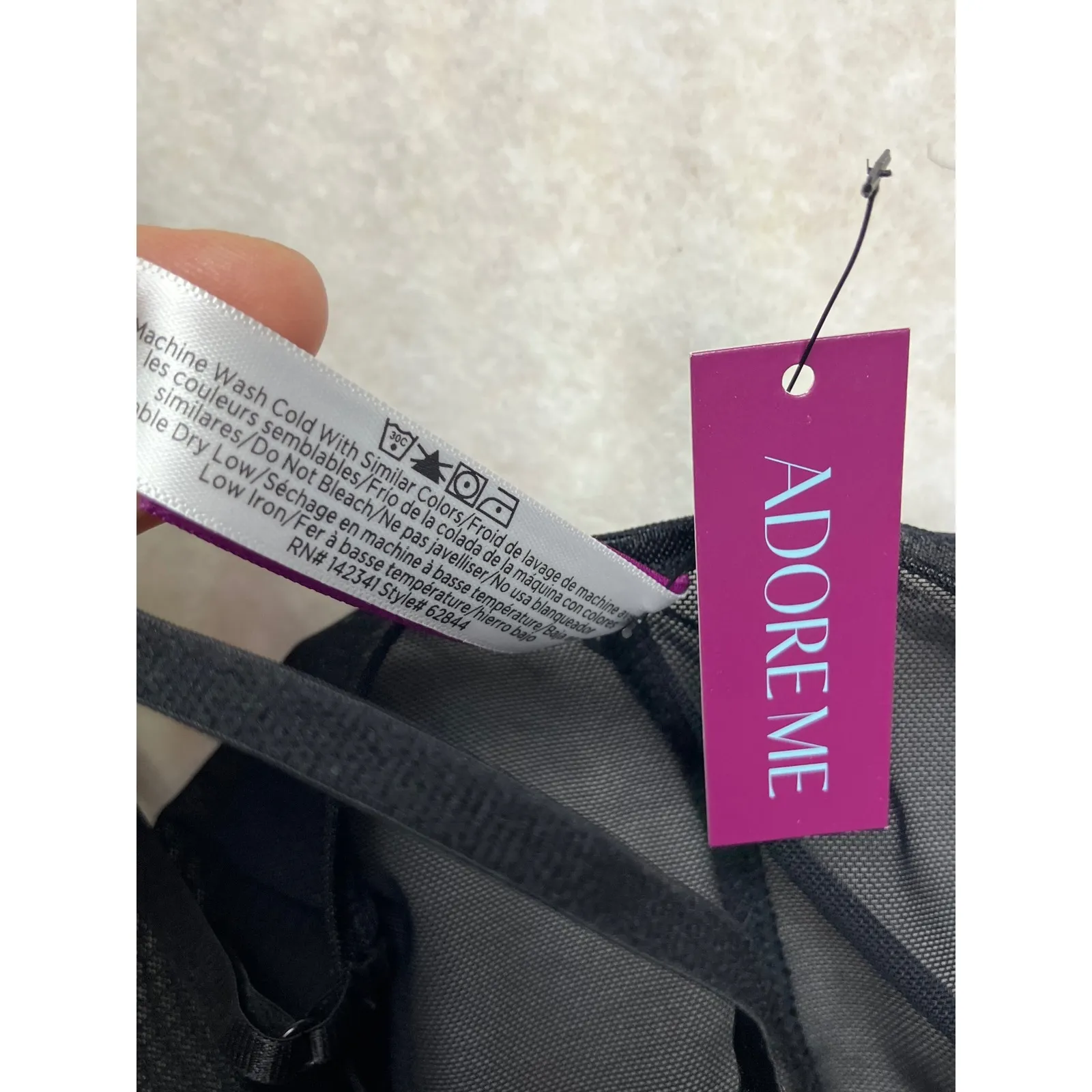 Adore Me Black Lace Babydoll Chemise Matching‎ Panty Set Size M - Image 7