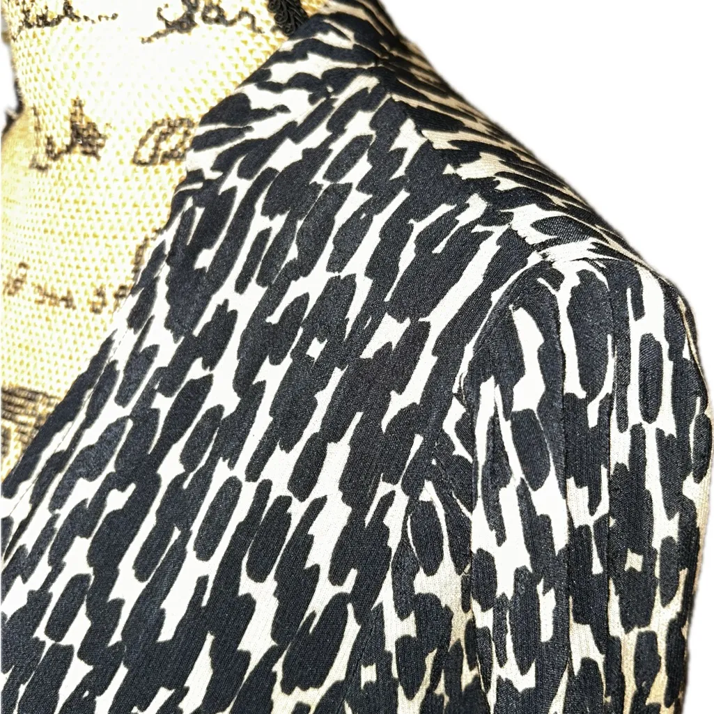 Zara Flowy Abstract Animal Print Baddie Long Sleeve V Neck Peasant Mini Dress S - Image 5