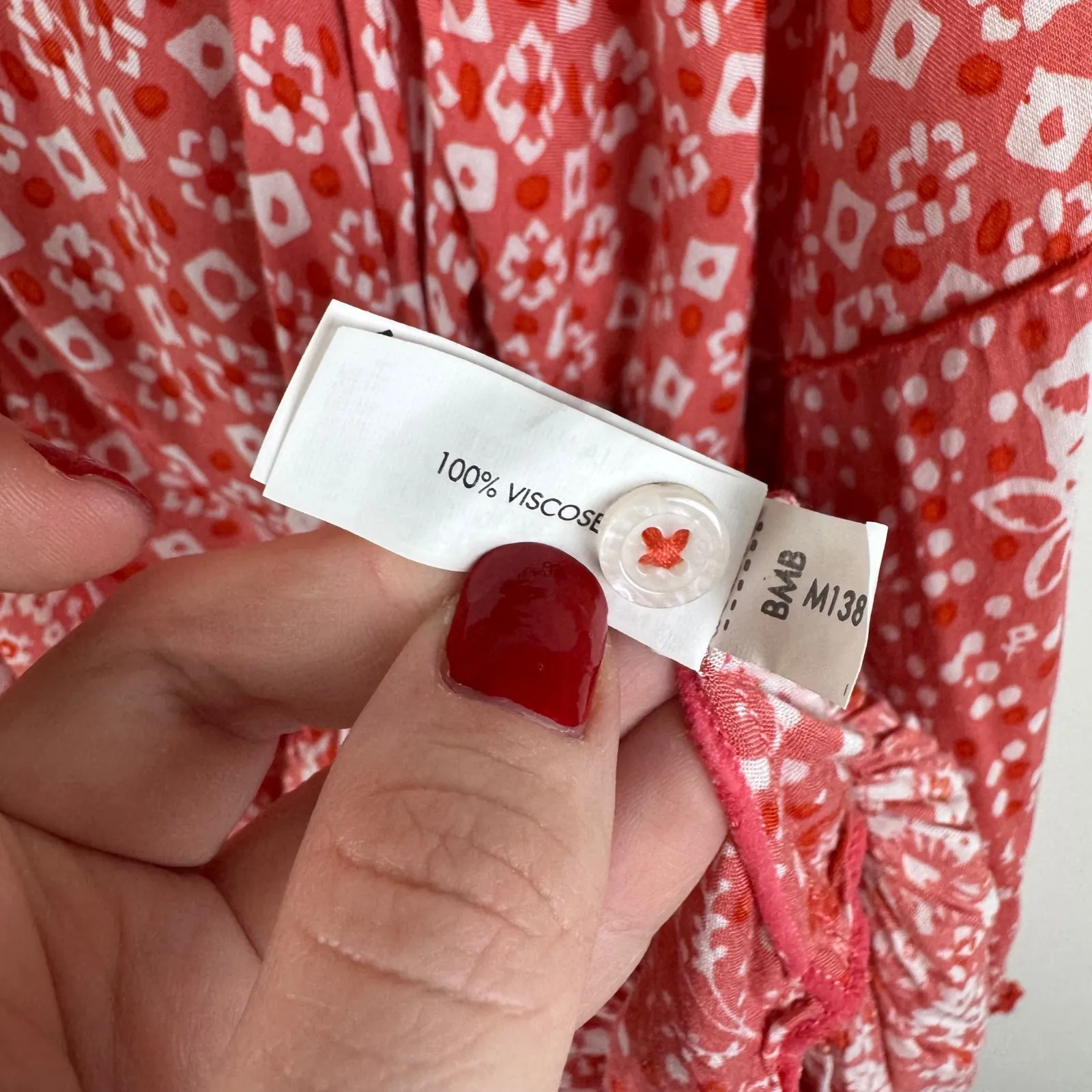 Poupette St Barth Tesorino Mini Dress Size S/M Tunic Flowy Resort Beachy Boho Red Size M - Image 10