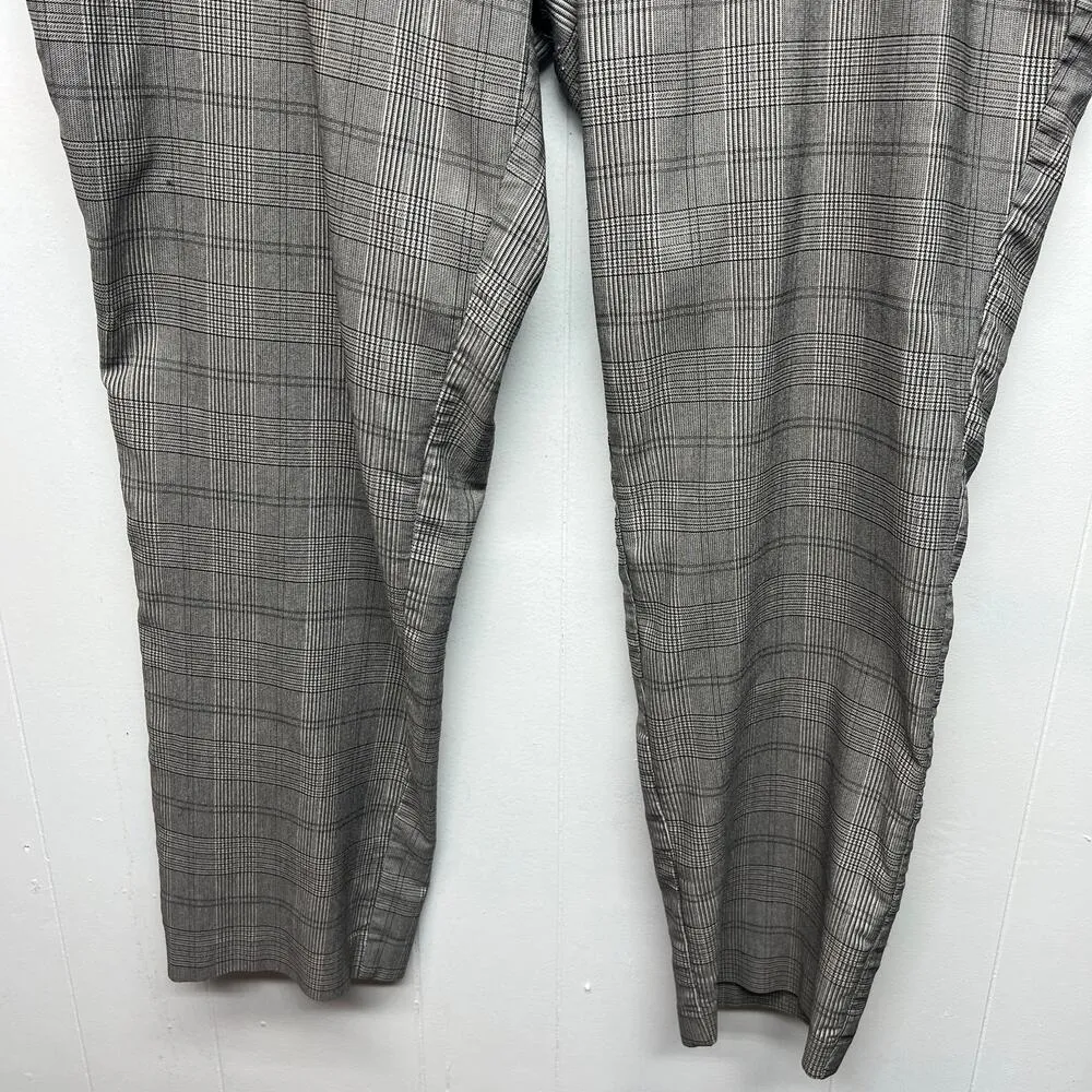 Hilary Radley Pull On High Rise Plaid Women's Gray Pants Size XL Side Pockets - Image 4