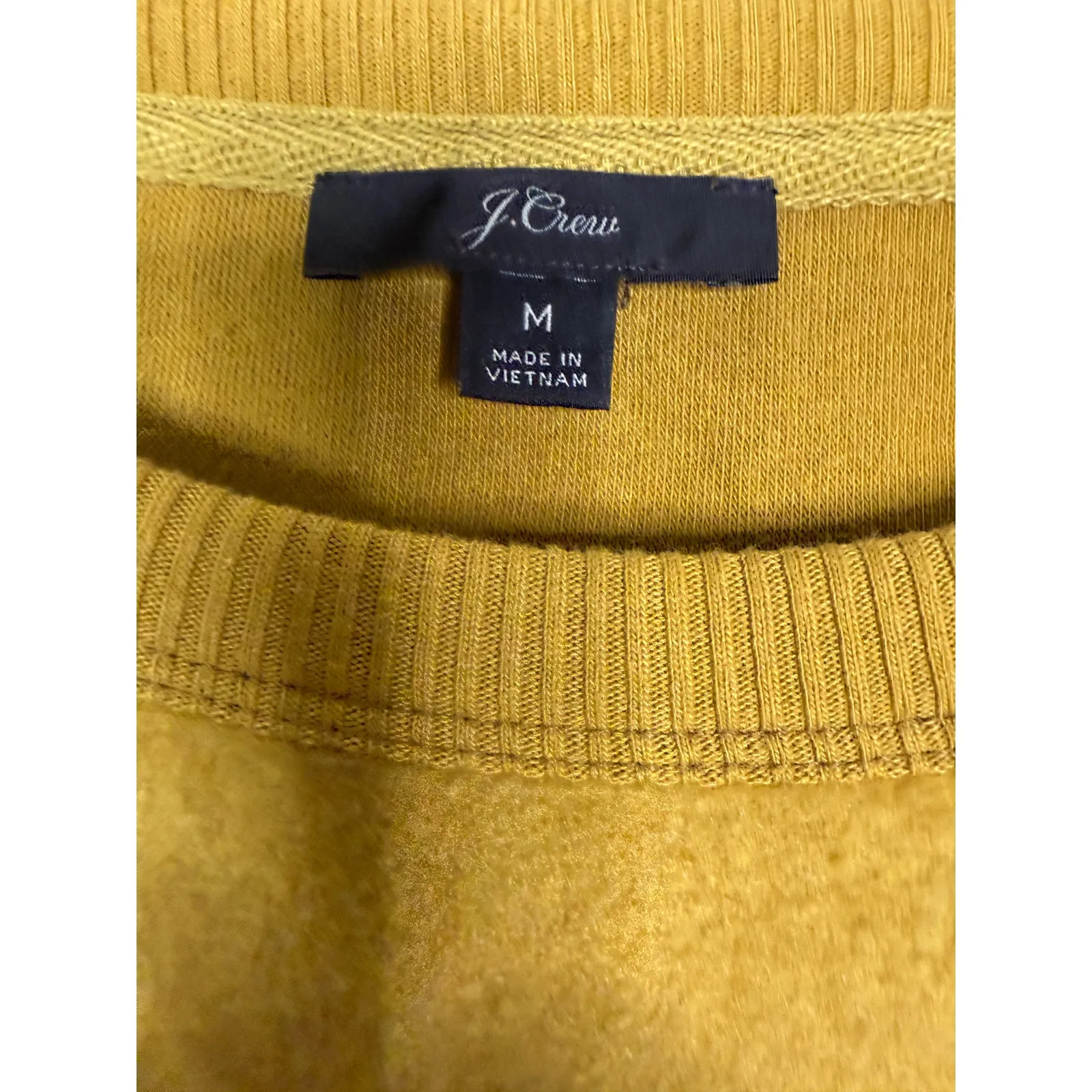 J. Crew Terry Relaxed Fit Pullover Ribbed Hems Sweatshirt M Yellow Brushed - Image 8