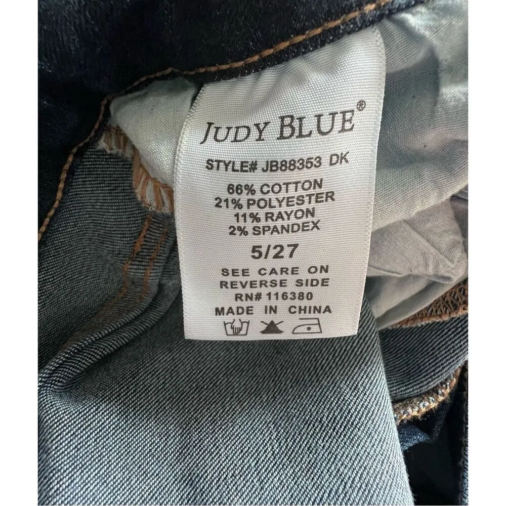 Judy Blue Dark Wash Wide Leg Trousers High Rise Stretchy Denim Jeans - Image 5
