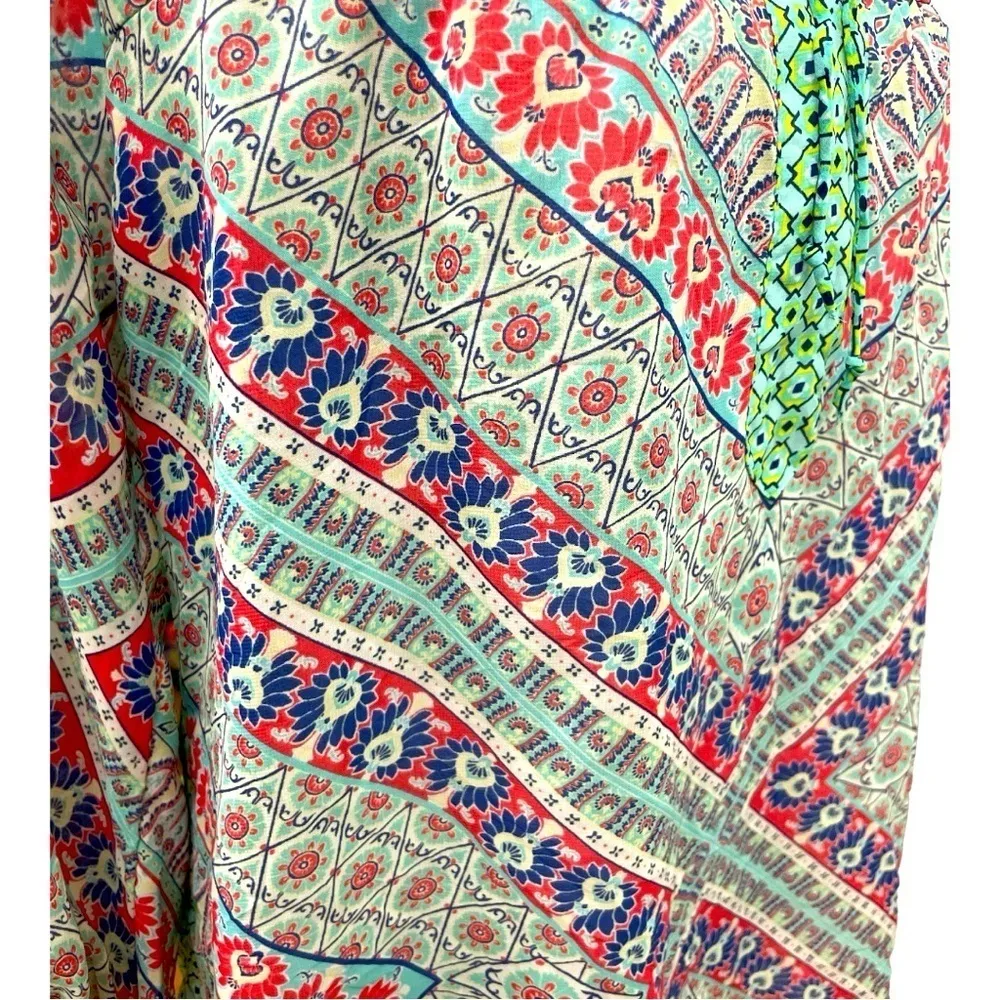 Antropology Fig and Flower blouse top tunic floral print women’s curvy size L Blue Size L - Image 8