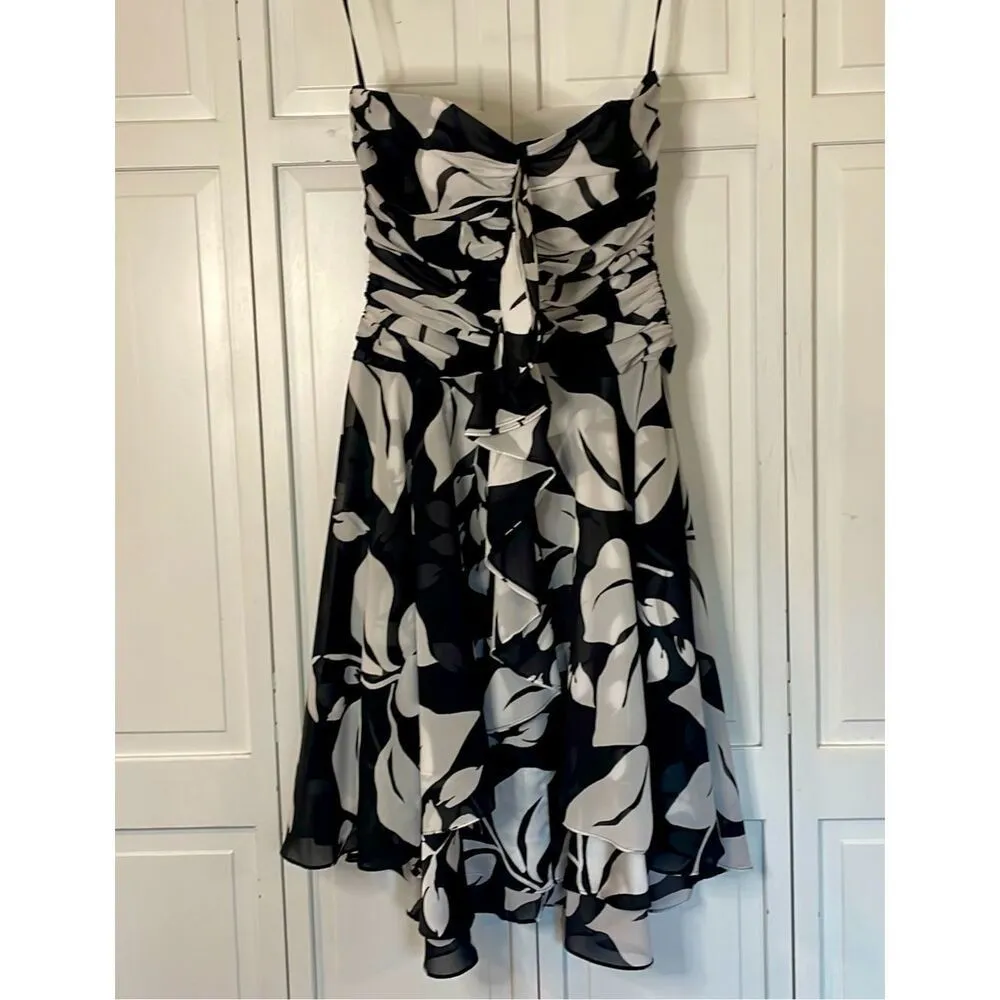 White House Black Market floral strapless flounce skirt dress 8 - Image 10