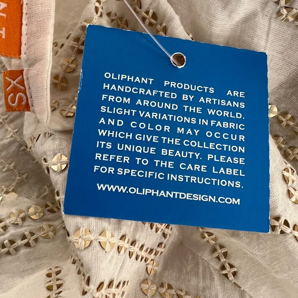 Oliphant White Shift Dress Gold Sequin & Tassels Size XS - Image 8