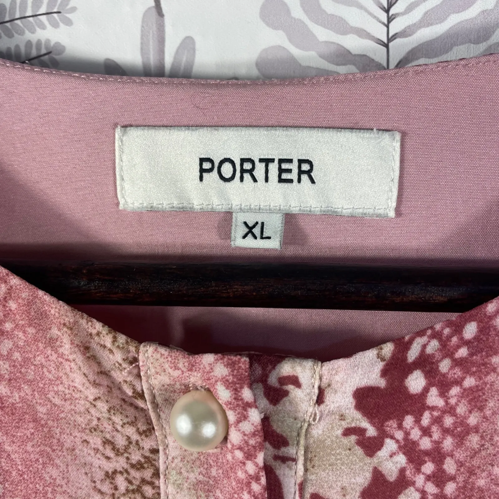 Porter XL Midi Dress Pink Snake Print Long Sleeve Pleated Skirt Boho Cottagecore - Image 5