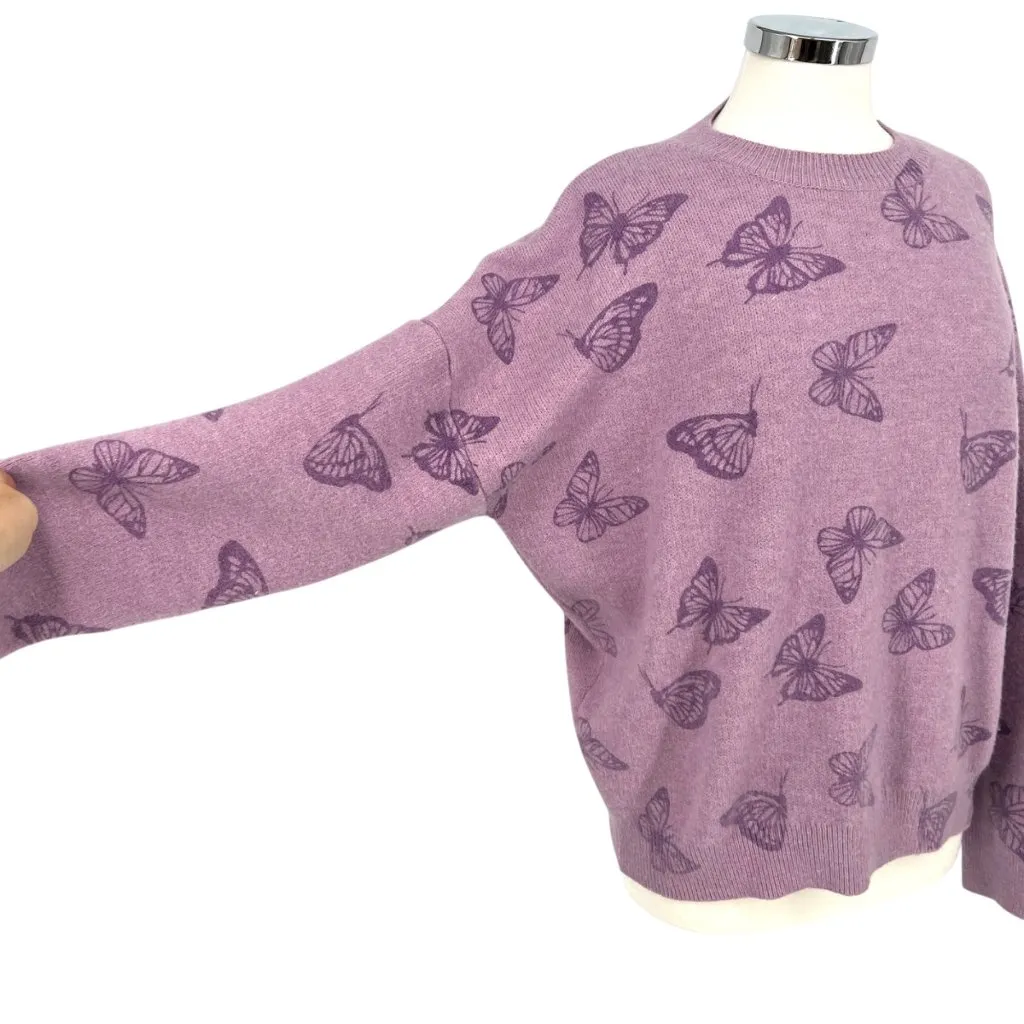Le Lis Collection Butterfly Print Purple Oversized Sweater Size Medium - Image 4
