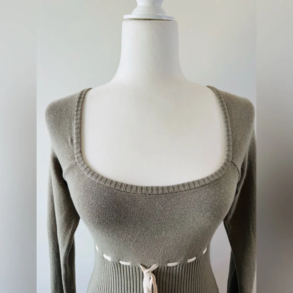 BDG Urban Outfitters Long Sleeve Edison Mini Dress Olive Green Size M NWT - Image 6