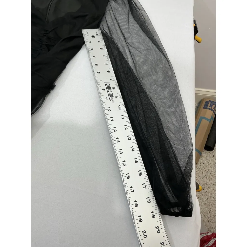 Womans Guess Extra Small Black V Neck Rushed Zip Shear Knee Length Party Dress - Image 9