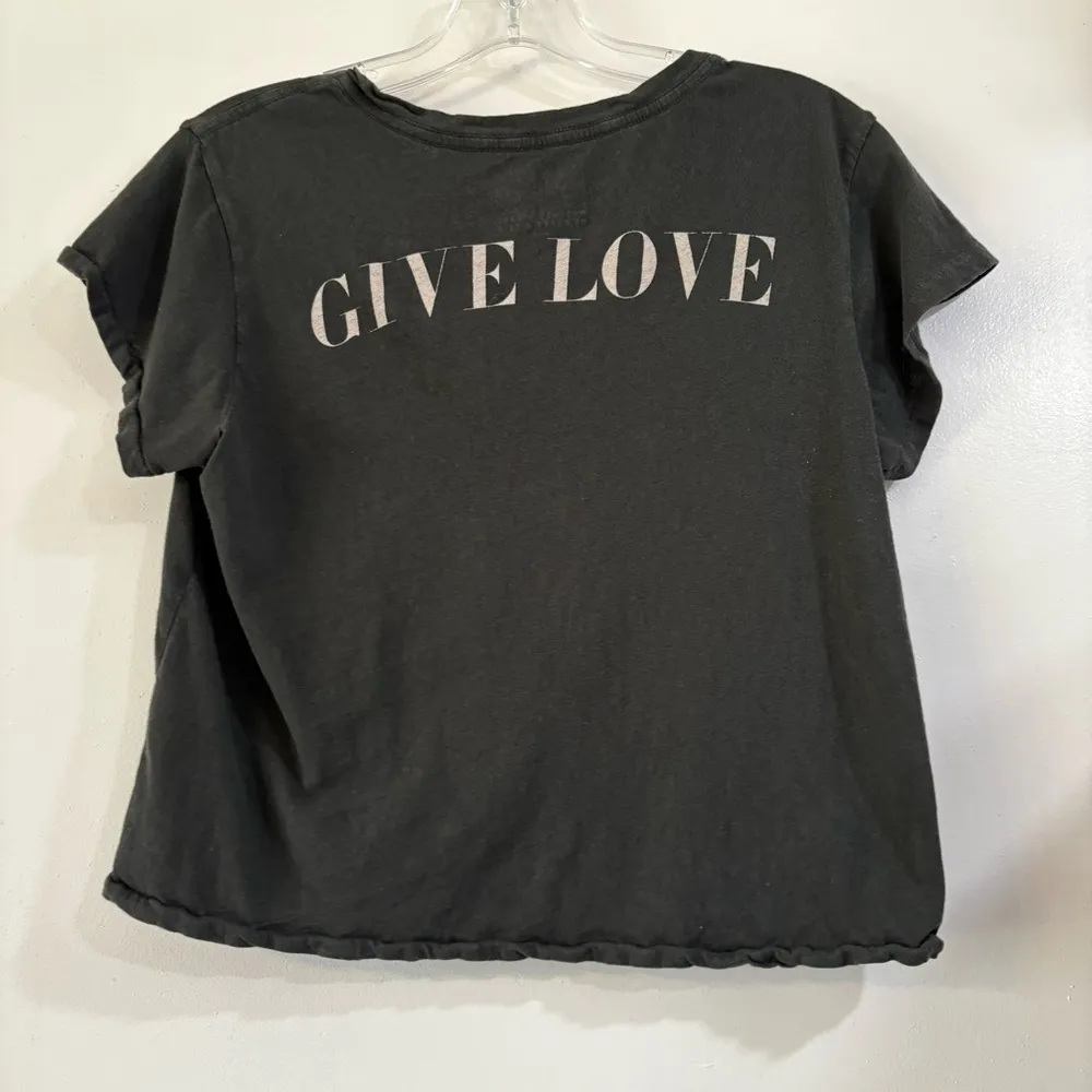 Spiritual Gangster Give Love Crew Tee Vintage Black Boxy S Embroidered Heart - Image 3