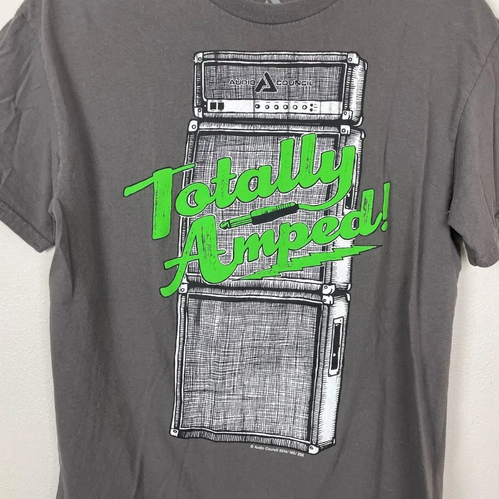 Audio Council‎ Unisex M Gray Graphic Short Sleeve T Shirt 'Totally Amped' Size M - Image 2