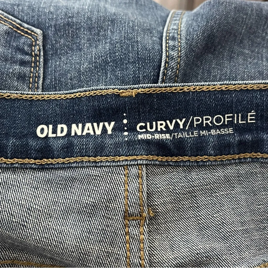 Old Navy Mid-Rise Curvy Skinny Jeans Distressed Stretch Medium Wash 16 - Image 3
