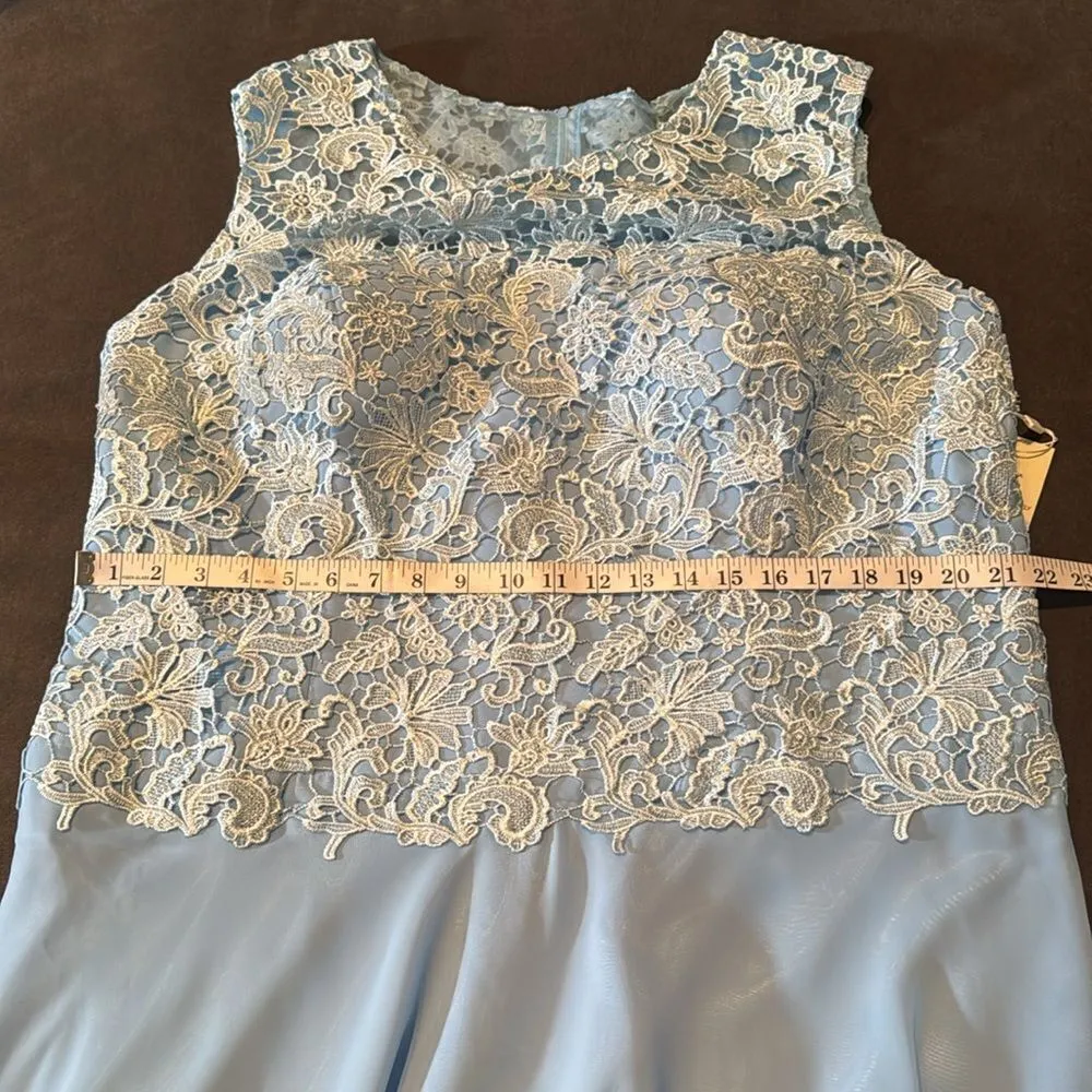 Women’s Pale Blue Chiffon & Lace Dress Matching Jacket Size XXL (20/22) - Image 10