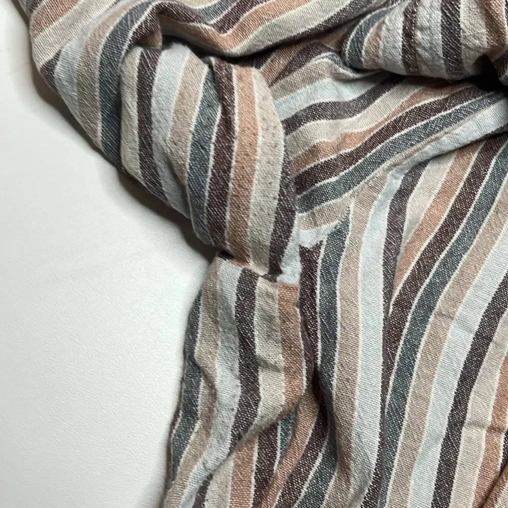 Linen blend striped pants front tie stretchy bunched waist size medium - Image 7