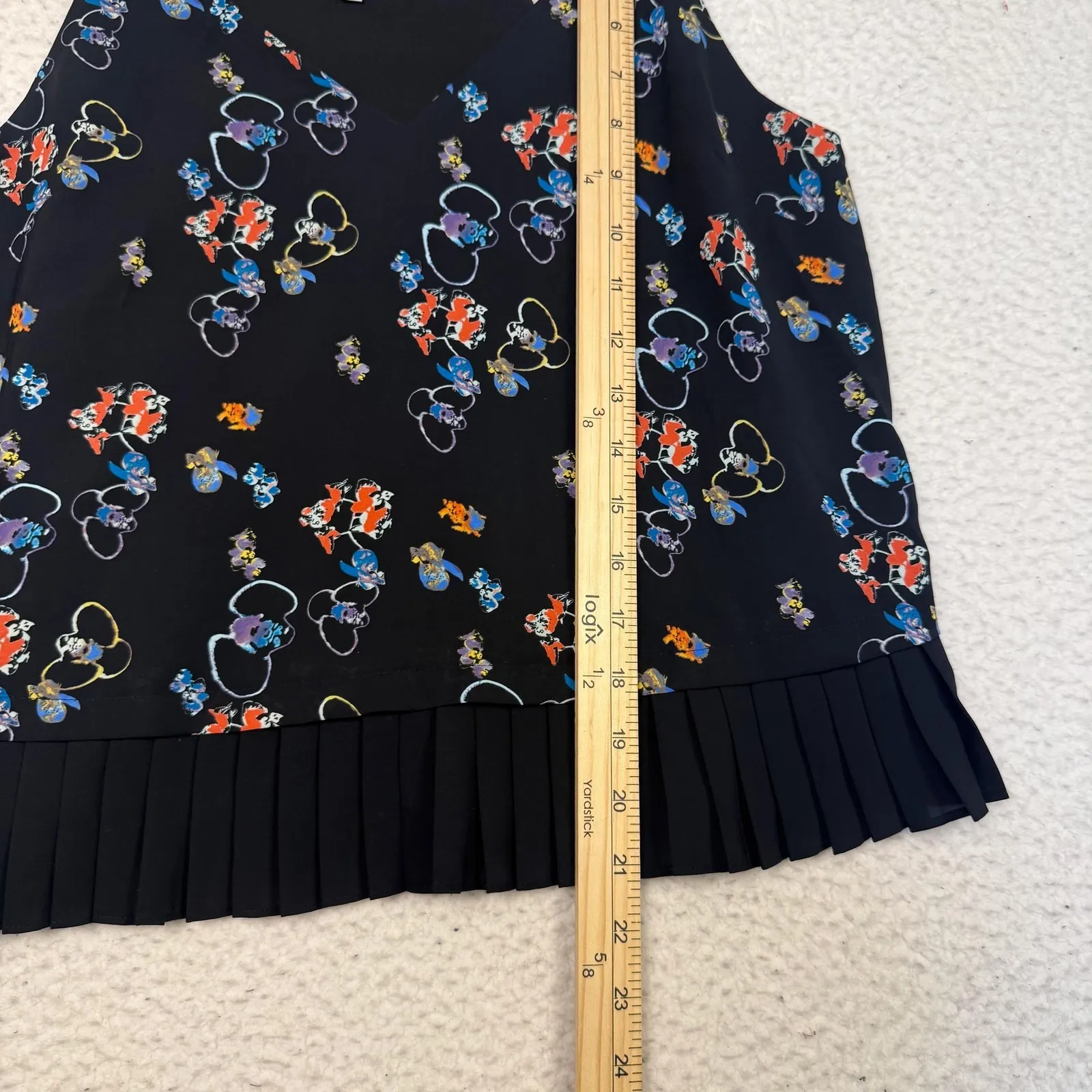 Rebecca Minkoff Camisole Top Womens Medium Black Disney Pleated Hem - Image 7
