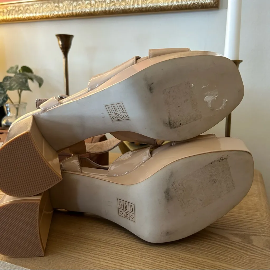 Jeffrey Campbell Amma Platform Slingback Sandals Heels Faux Patent Leather Sz 11 - Image 8