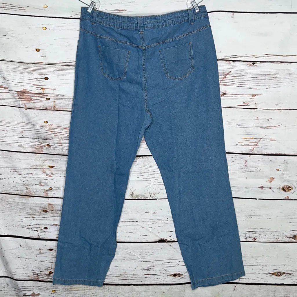 Woman Within NWOT Size 28W Blue Denim All Cotton Perfect Wide Leg Jeans - Image 3