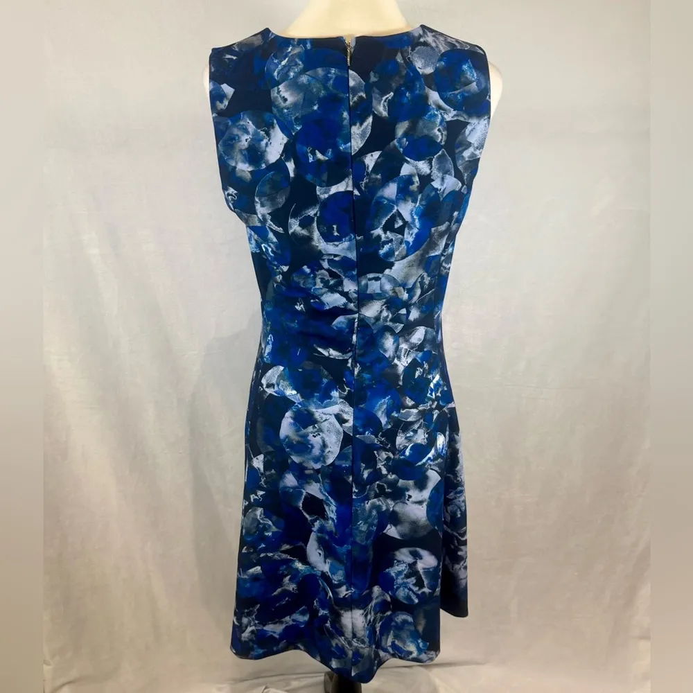 DKNY shades of blue abstract print Aline dress size 10 - Image 3