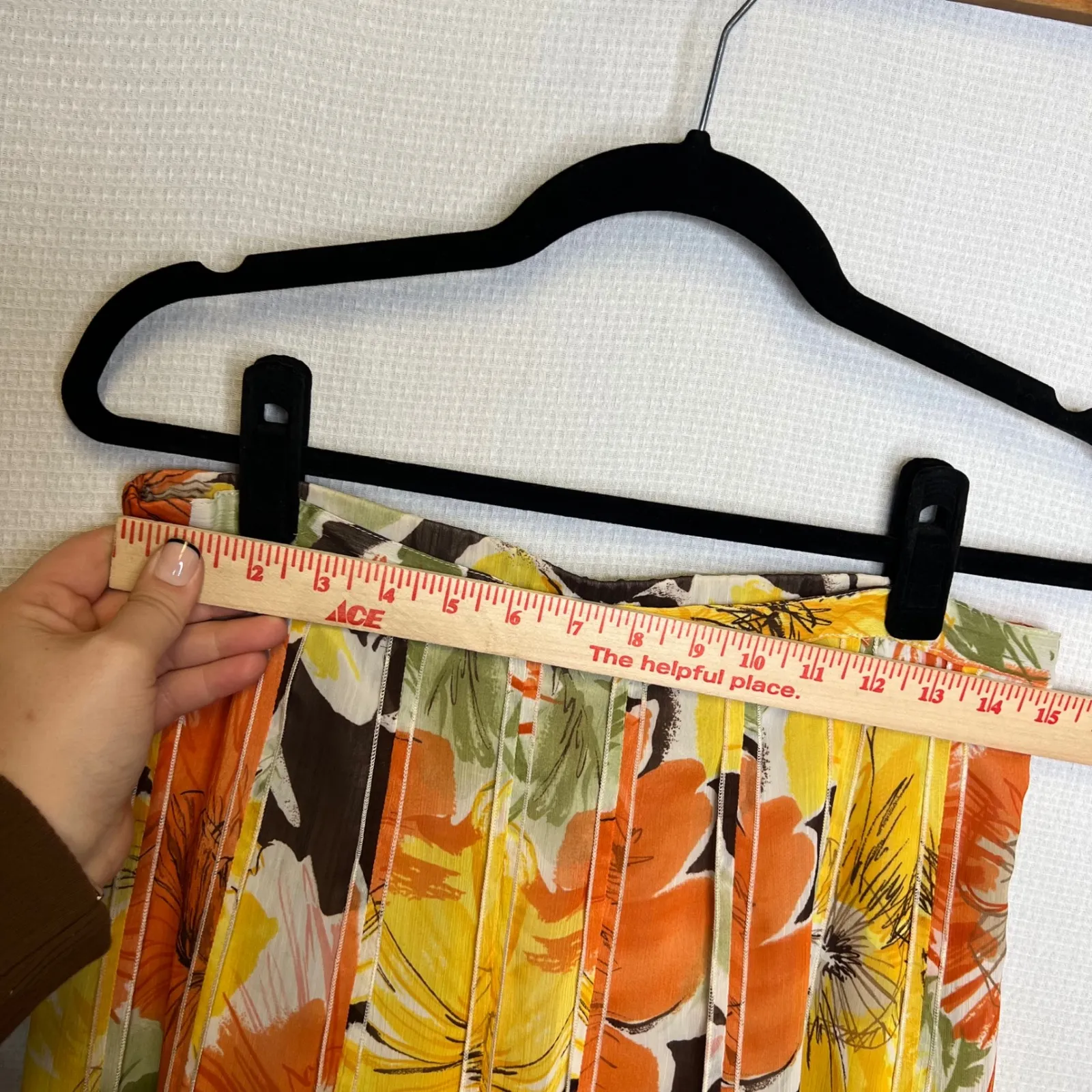 Coldwater Creek Vintage 90s Floral Pleated Midi Skirt Women's Size Small Yellow - Image 6