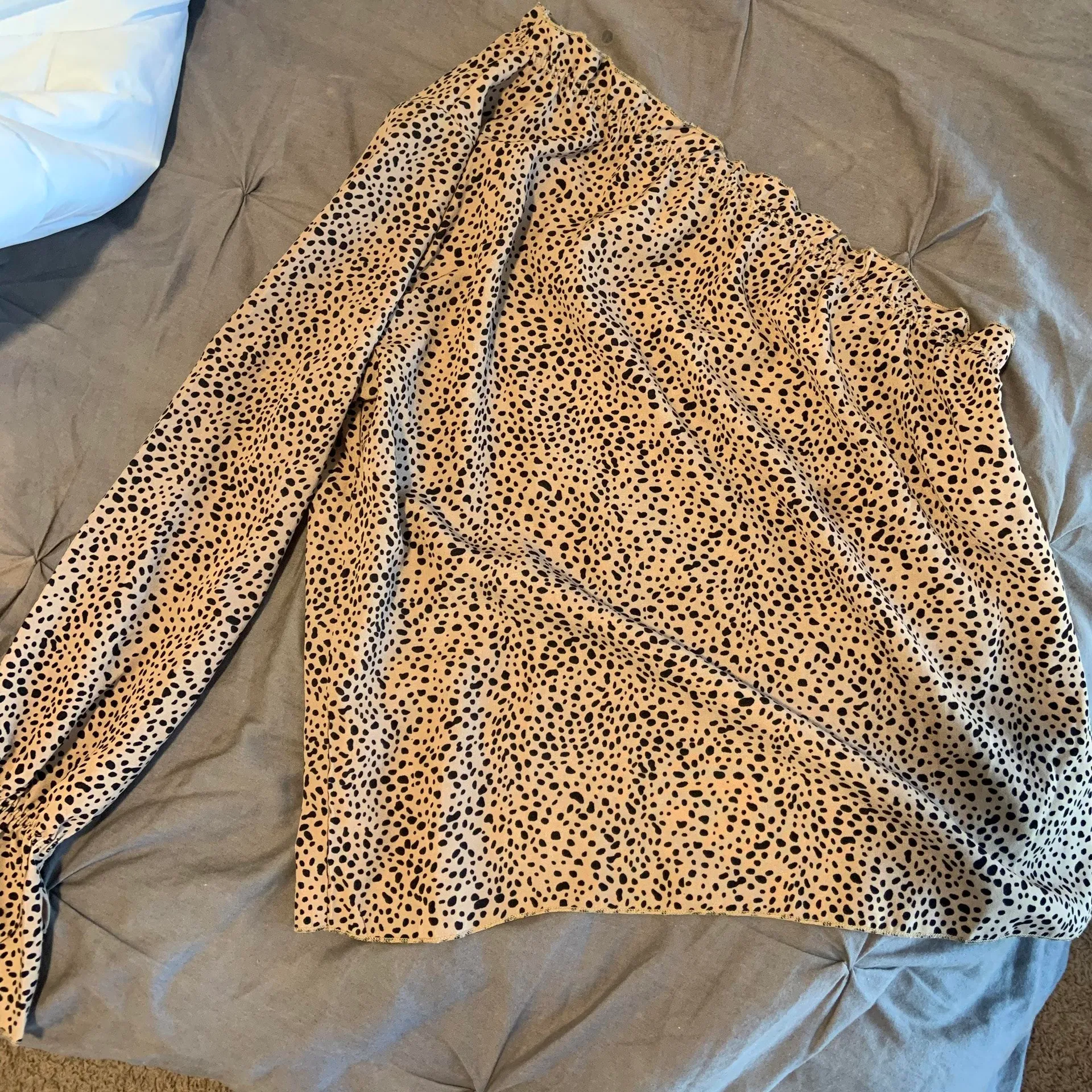 One Shoulder Spotted Top Tan Size M - Image 5