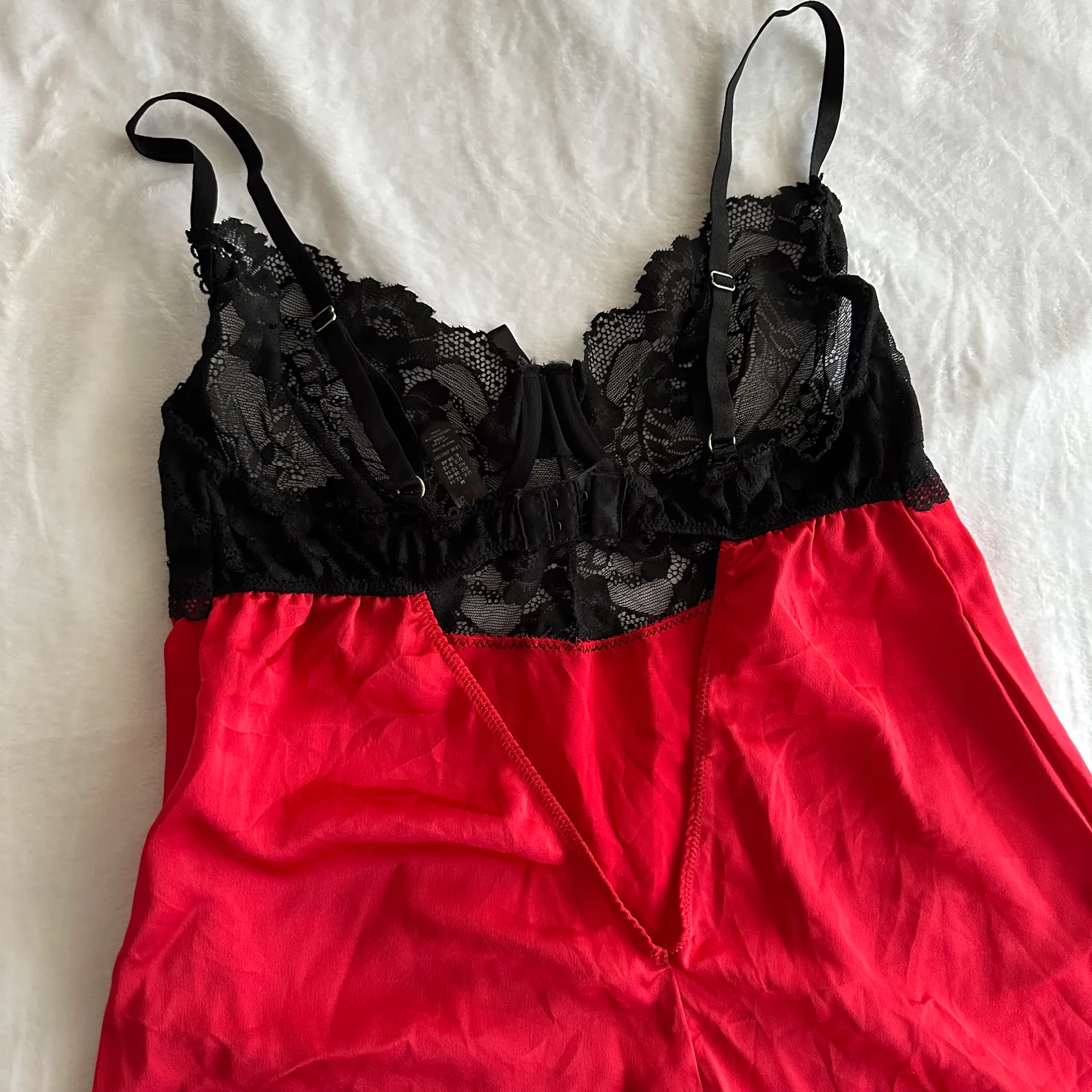 Black And Red Lace Bow Slip Dress Size M - Image 6
