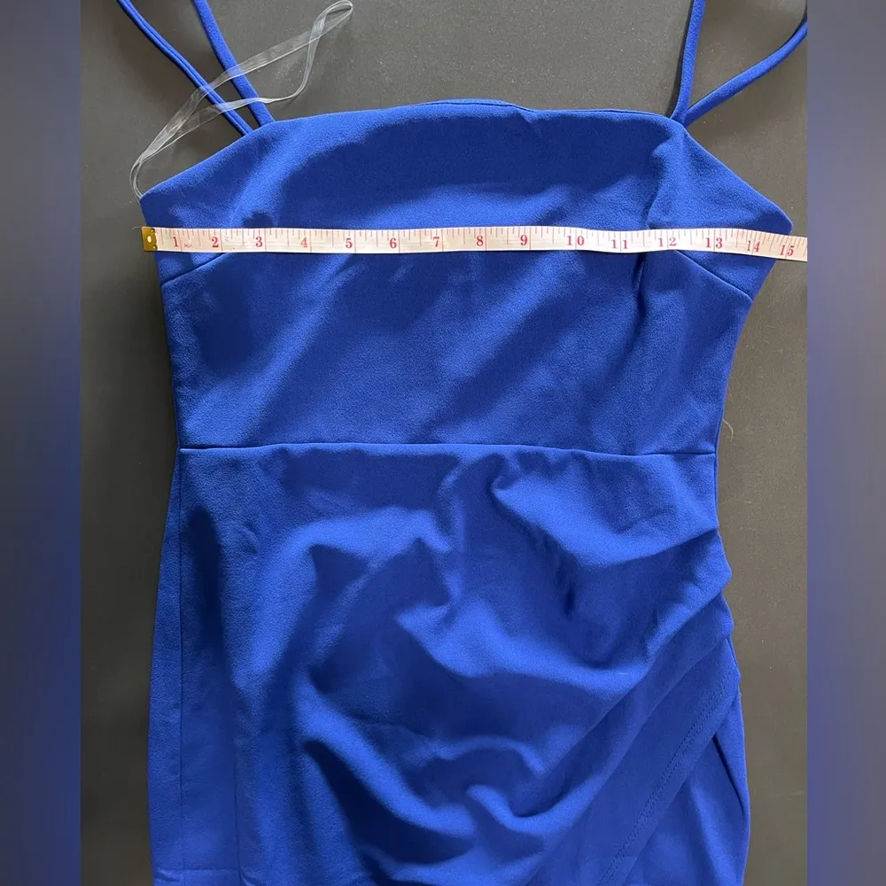BLUE BLUSH Royal Blue Mini Asymmetrical Spaghetti Strap Dress Women’s Sz L NWOT - Image 6