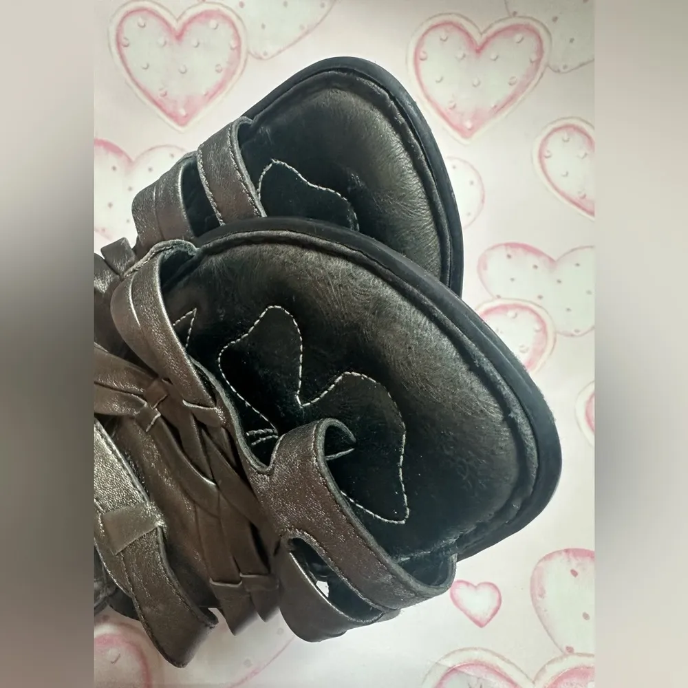 Born Metallic Pewter Woven Leather Women’s Strappy Sandals Shoes Size 7 - Image 3