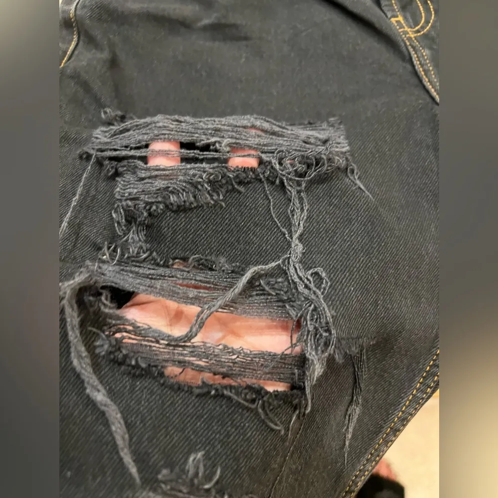 One Teaspoon Truckers Mid Waist Long-Length Relaxed Denim Shorts - Black, Size 4 - Image 12