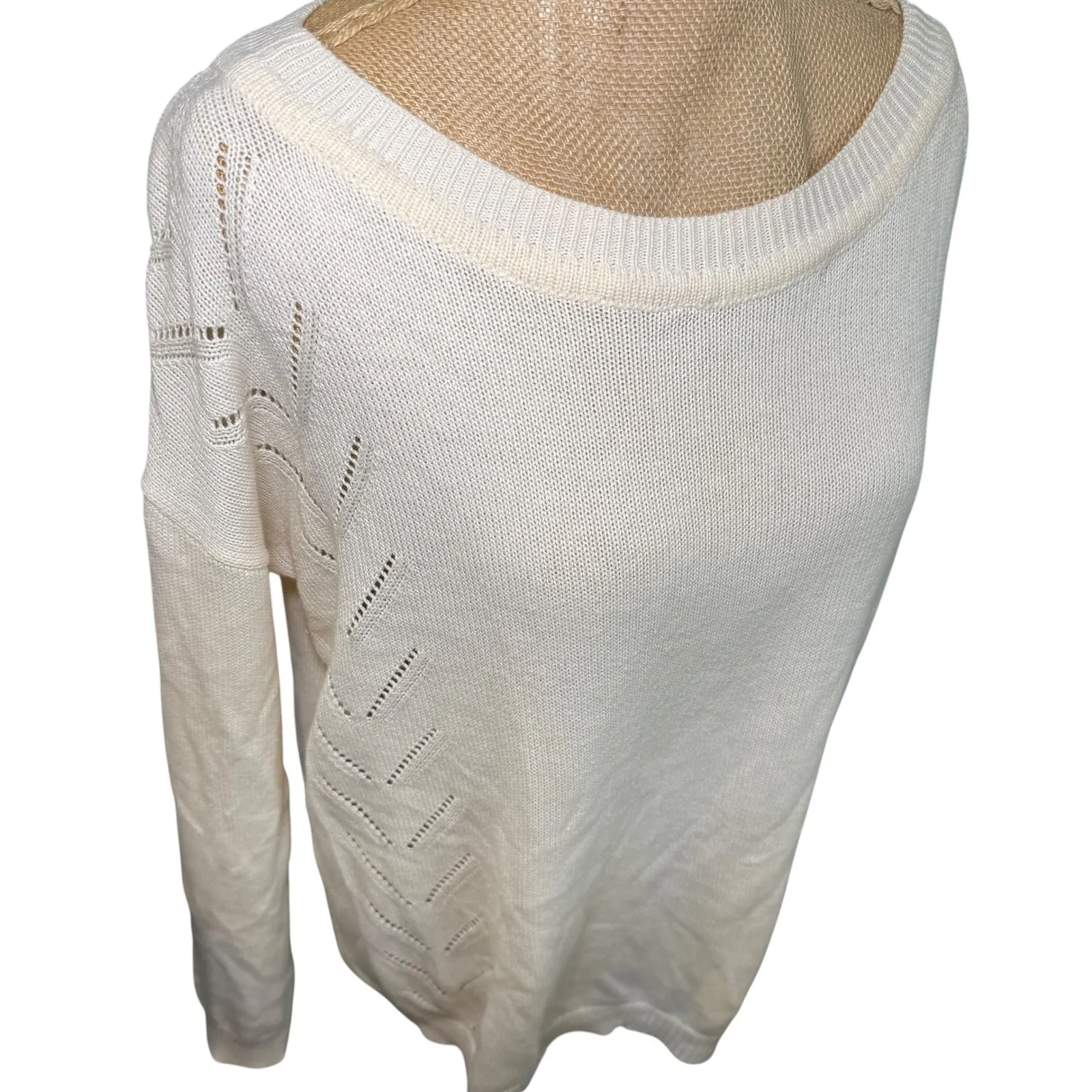 Lulus Cream Knit Sweater Women's Small Long‎ Sleeve Round Neck Casual - Image 5
