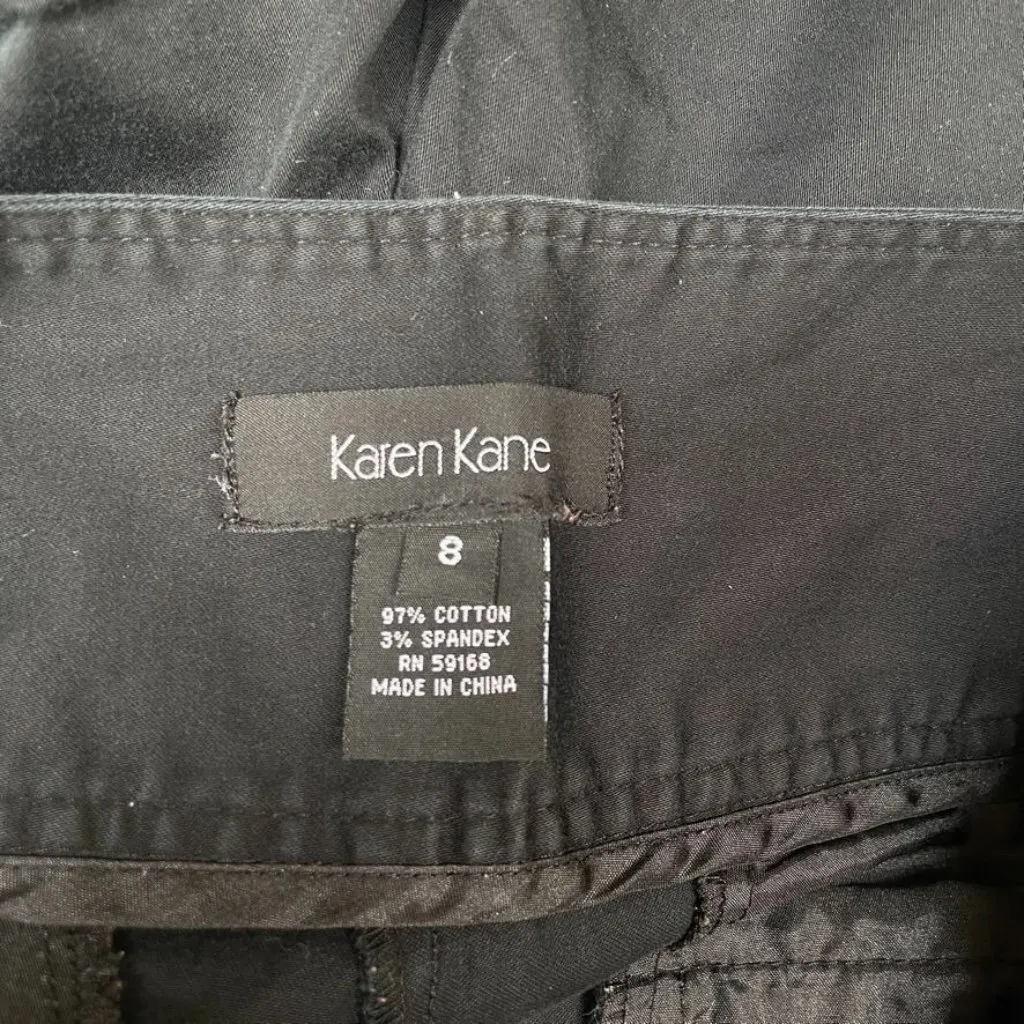 KAREN KANE Cropped Career Chino Pants Womens 8‎ Black Cotton Pockets - Image 5