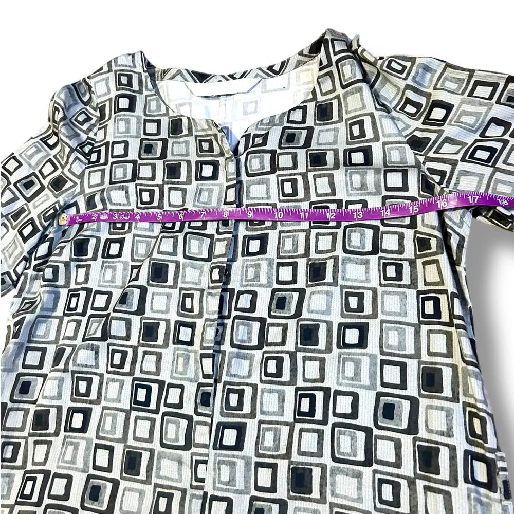 S'Max Mara linen shift dress Tunic Geometric Print Size Small 3/4 sleeve - Image 5