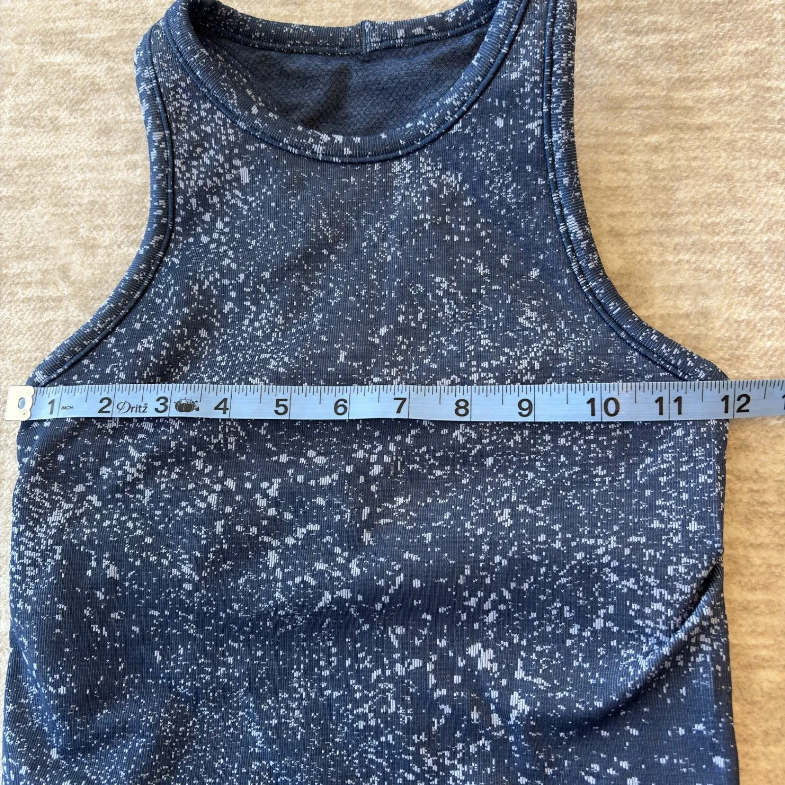 Lululemon Ebb to Street Cropped Racerback Tank Top Size 2 Speckled Blue Gym Yoga - Image 9