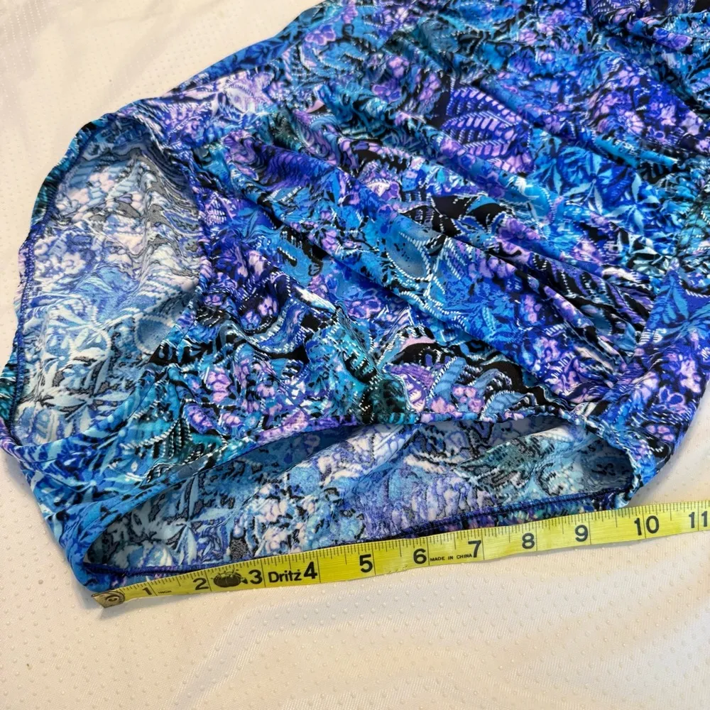 Trimshaper Floral One Piece Swimsuit Women’s Size 14 Ruching Detail Purple Blue - Image 12